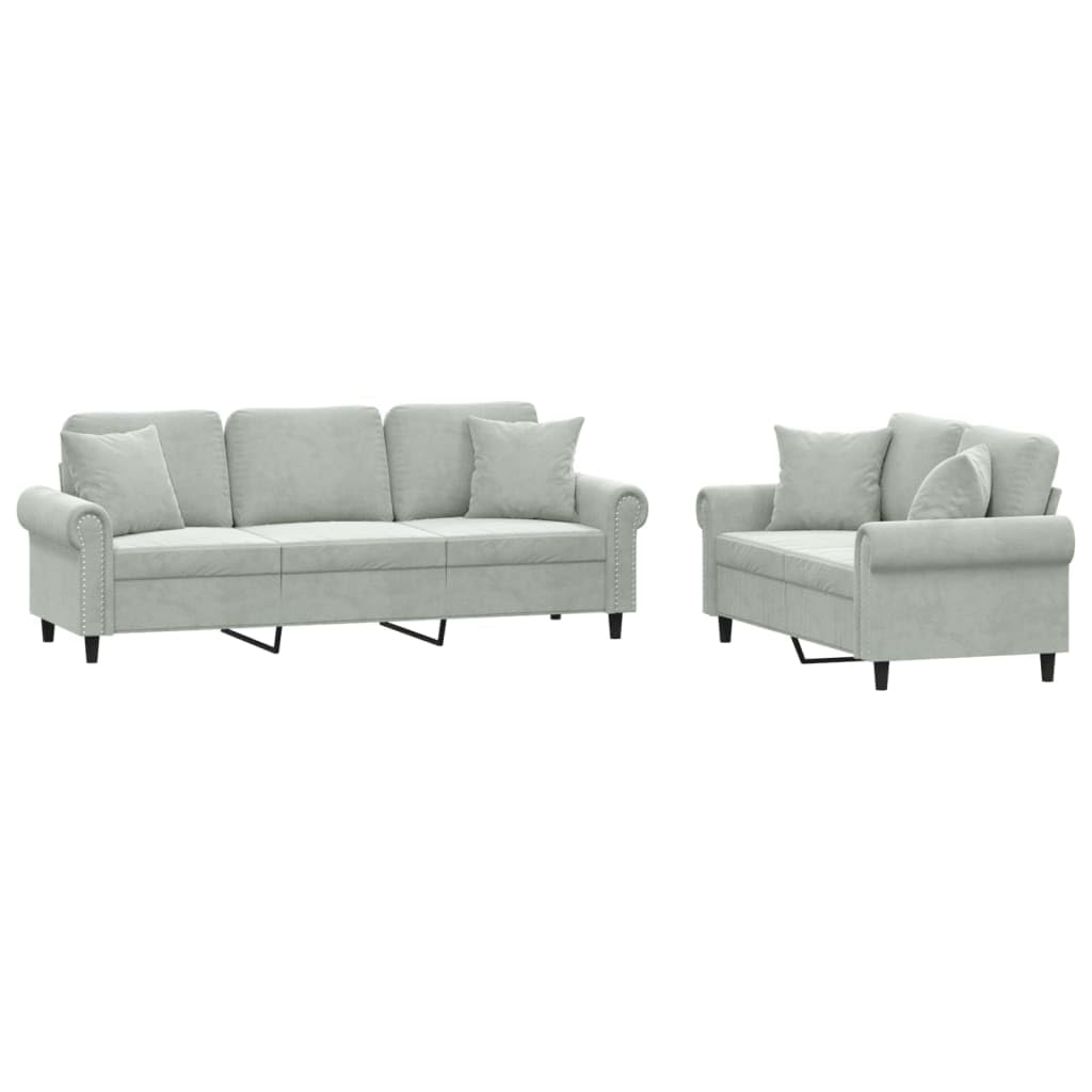 Light Gray Velvet 2 Piece Sofa Set H708