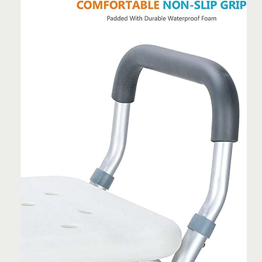 Heavy Duty White Shower Chair with Arms Back Adjustable D54224