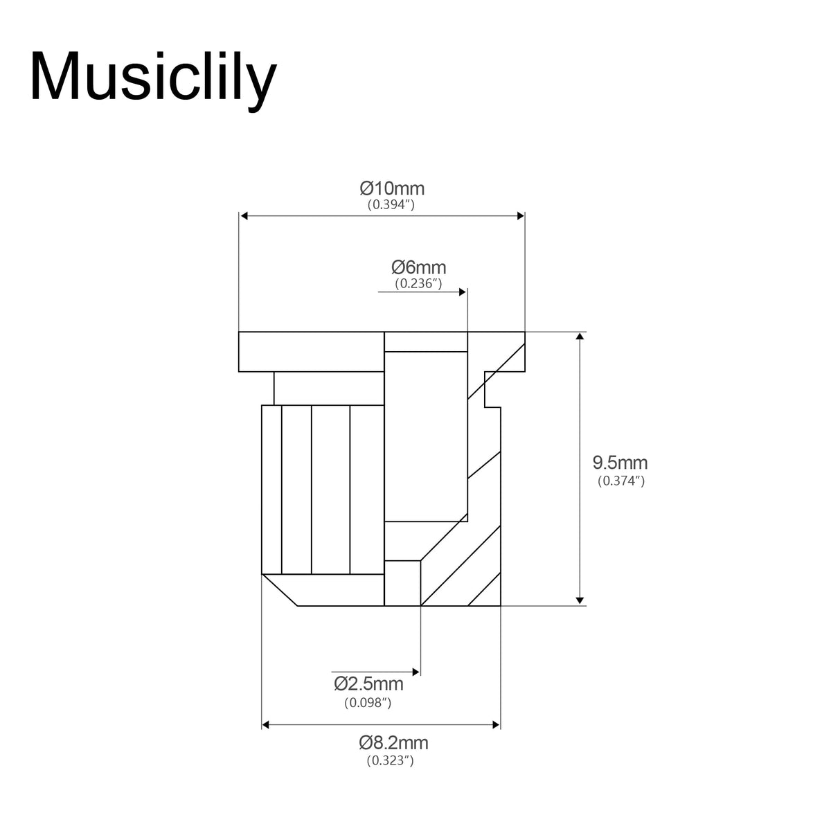 Guitar String Ferrules, Black (Set of 6) D833109
