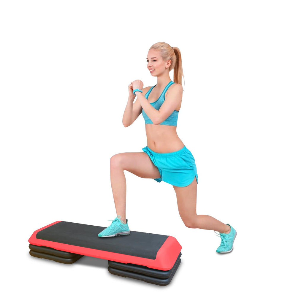 Adjustable Aerobic Workout Step Platform with 4 Stackable Risers O3414