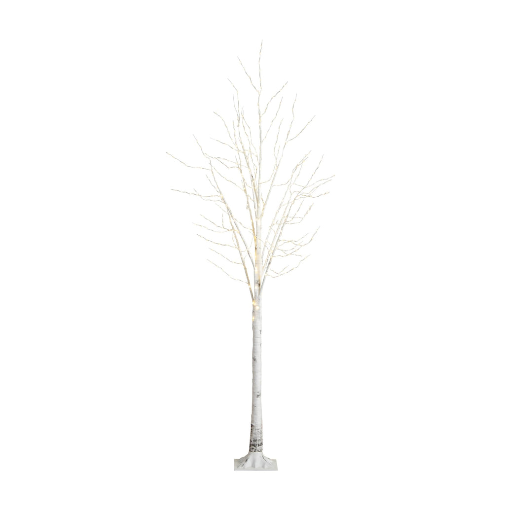 8-FT Pre-lit Artificial White Birch Tree with LED Lights E17989