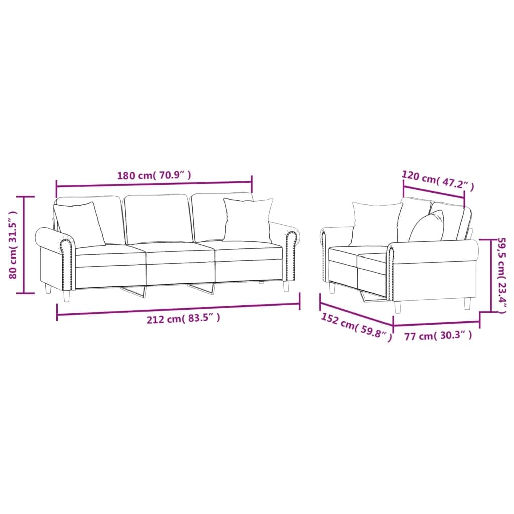 Light Gray Velvet 2 Piece Sofa Set H708