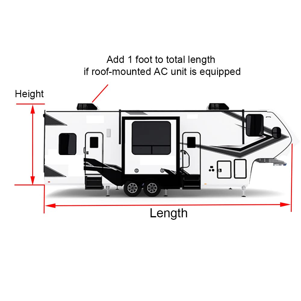 5th Wheel RV Trailer Cover 5 Layers with Windproof Side-Straps Heavy Duty 24' - 26' H6082