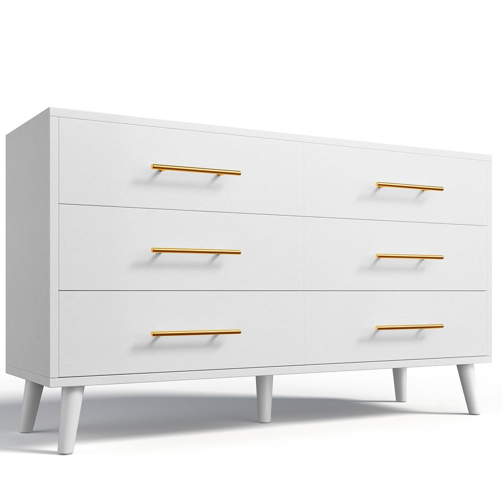 White 6 Drawer Wood Dresser N7818