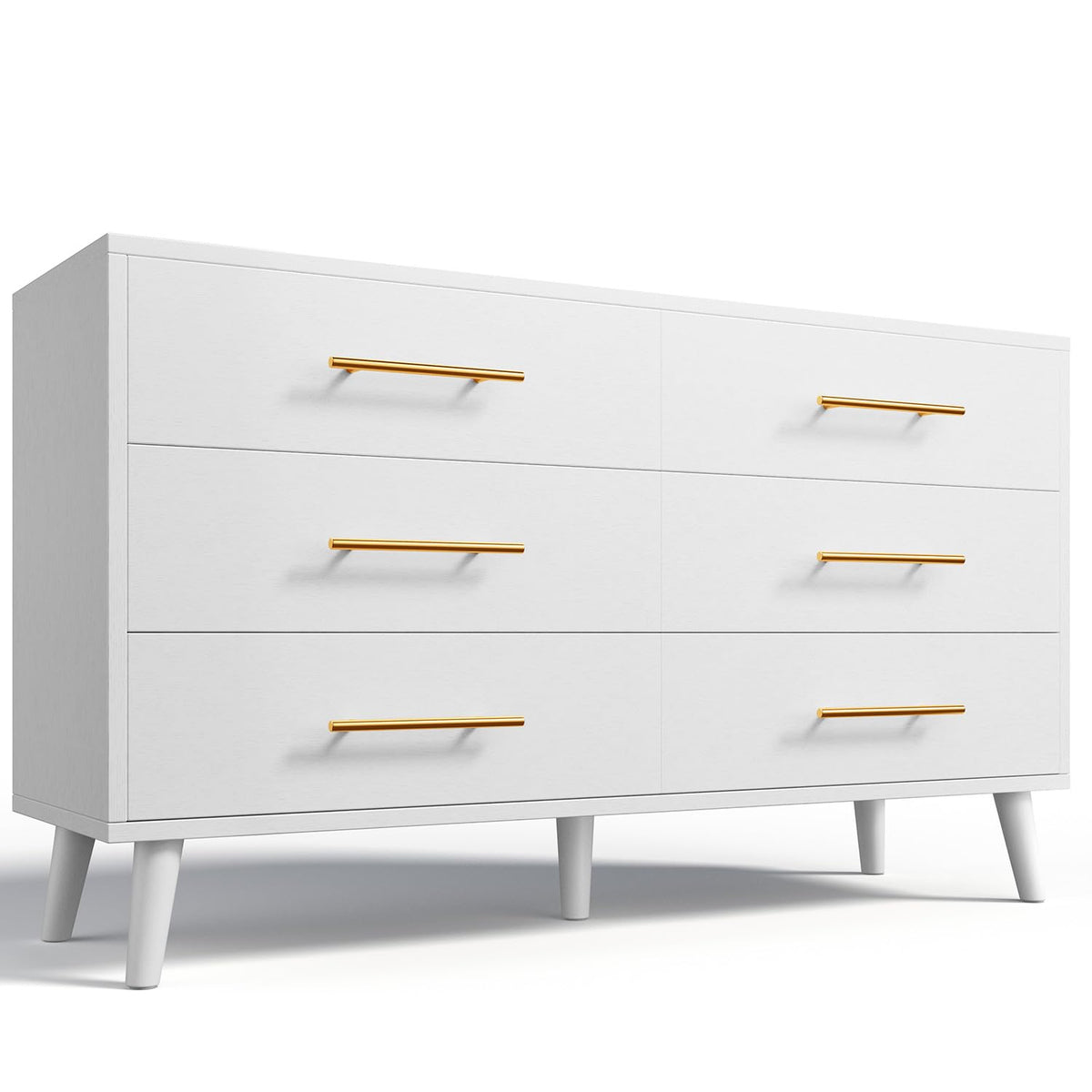 White 6 Drawer Wood Dresser N7818