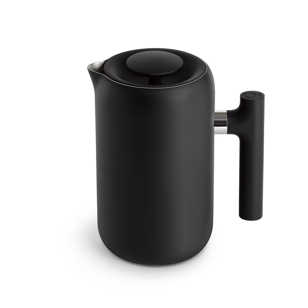 Insulated Coffee Maker with Enhanced Filtration System, Portable French Press Stainless Steel, 24 oz Carafe, Matte Black T1368