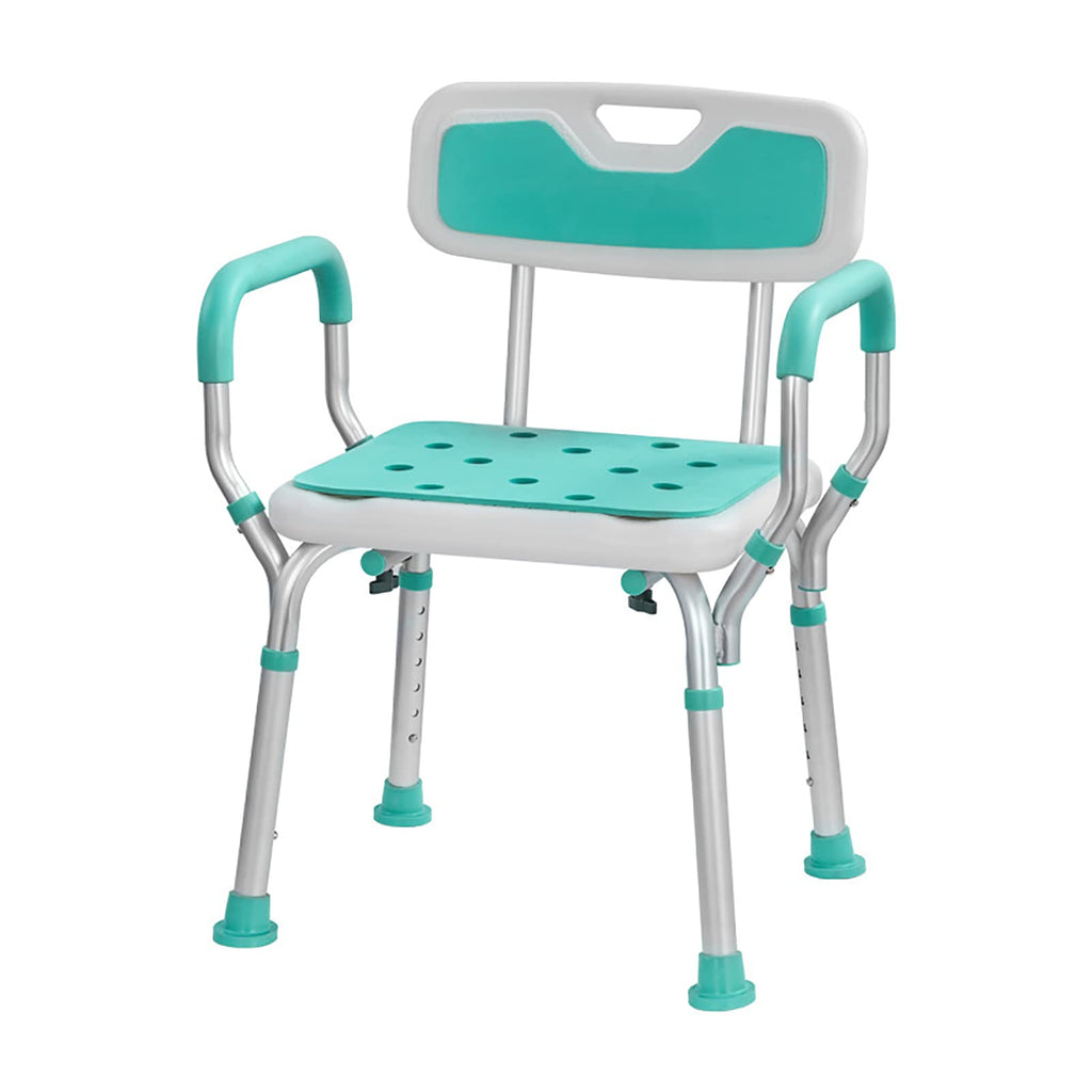Heavy Duty White Shower Chair with Arms Back Adjustable D54224