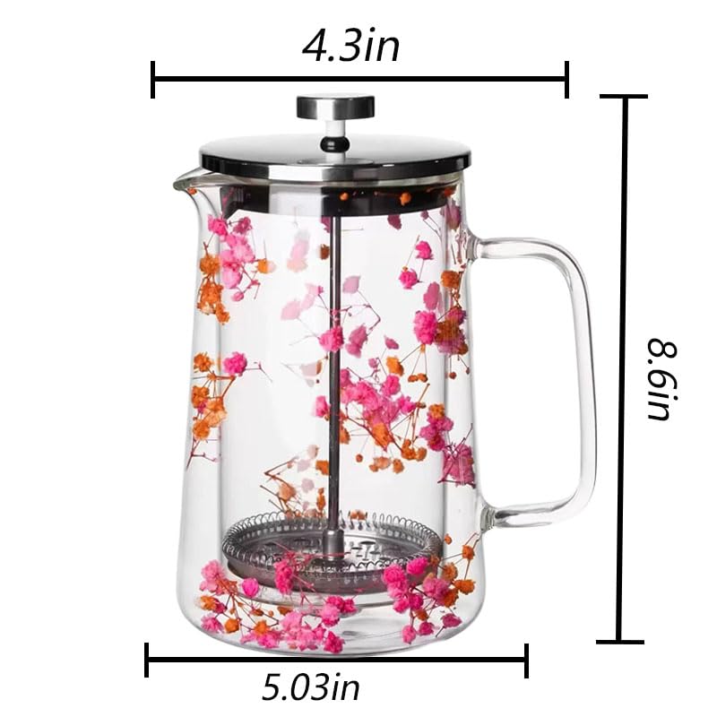 Glass French Press Coffee Maker 34oz Borosilicate Stainless Steel Filter U93685