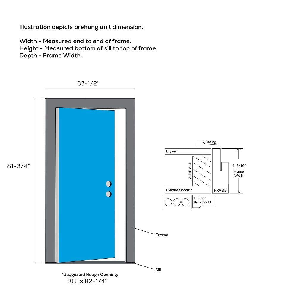 Exterior Single Door Steel 36" x 80" 5-Lite Left-Hand Inswing M5413