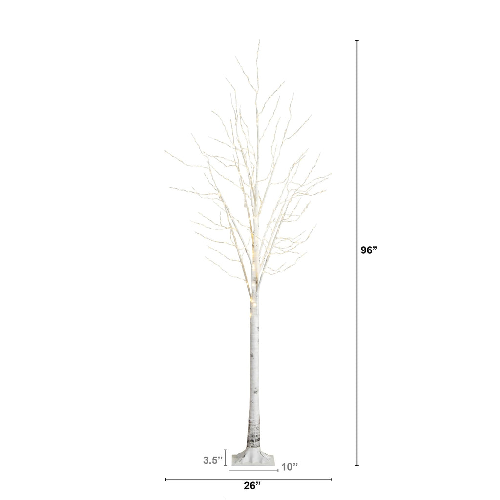 8-FT Pre-lit Artificial White Birch Tree with LED Lights E17989