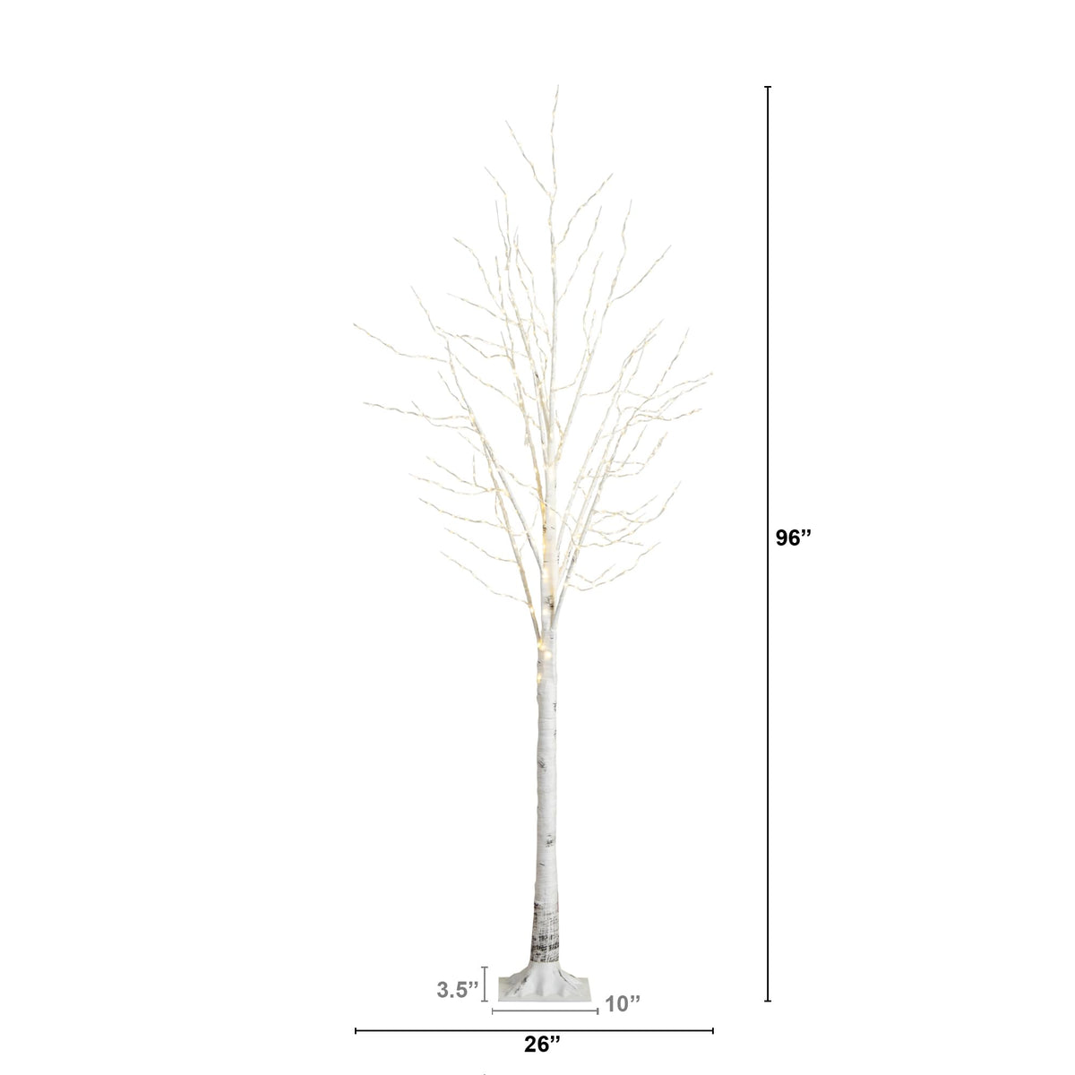 8-FT Pre-lit Artificial White Birch Tree with LED Lights E17989