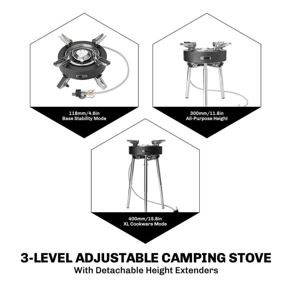 Camping Stove 4400W Gas Stove with Dual Preheating Tube P132