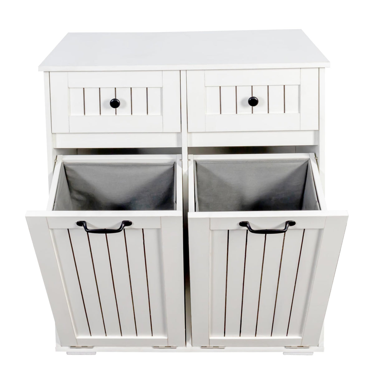 White Tilt Out Trash Cabinet with 2 Drawers X9034