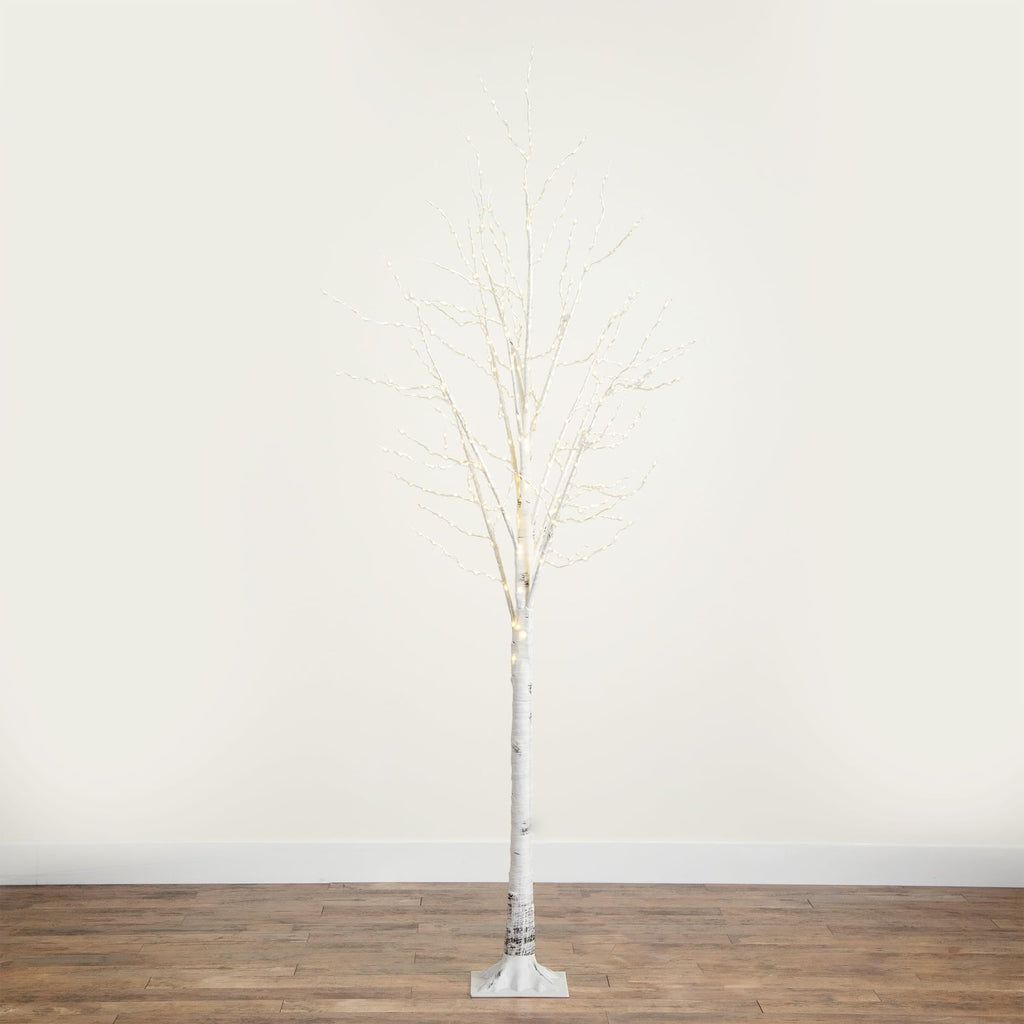 8-FT Pre-lit Artificial White Birch Tree with LED Lights E17989