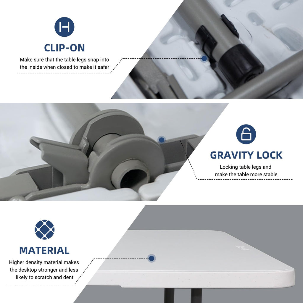 6ft Heavy Duty White Folding Table with Carrying Handle Z486