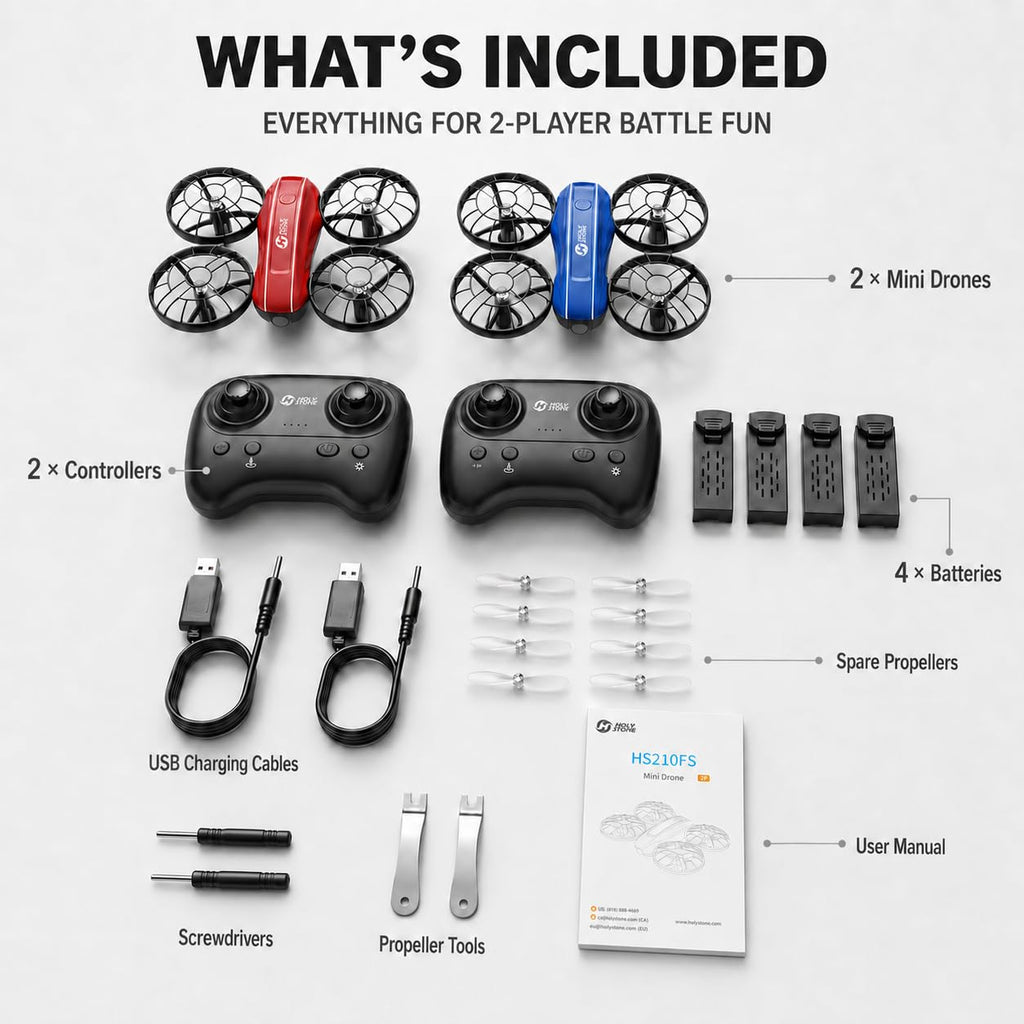 Mini Drone 2-Player Indoor RC Quadcopter Set with 4 Batteries G226853