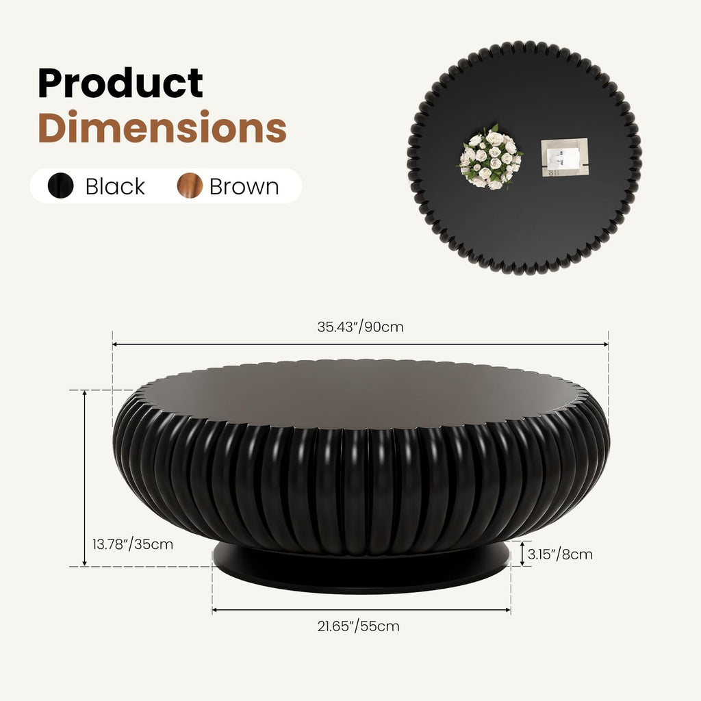 Round Fluted Drum Coffee Table V9666