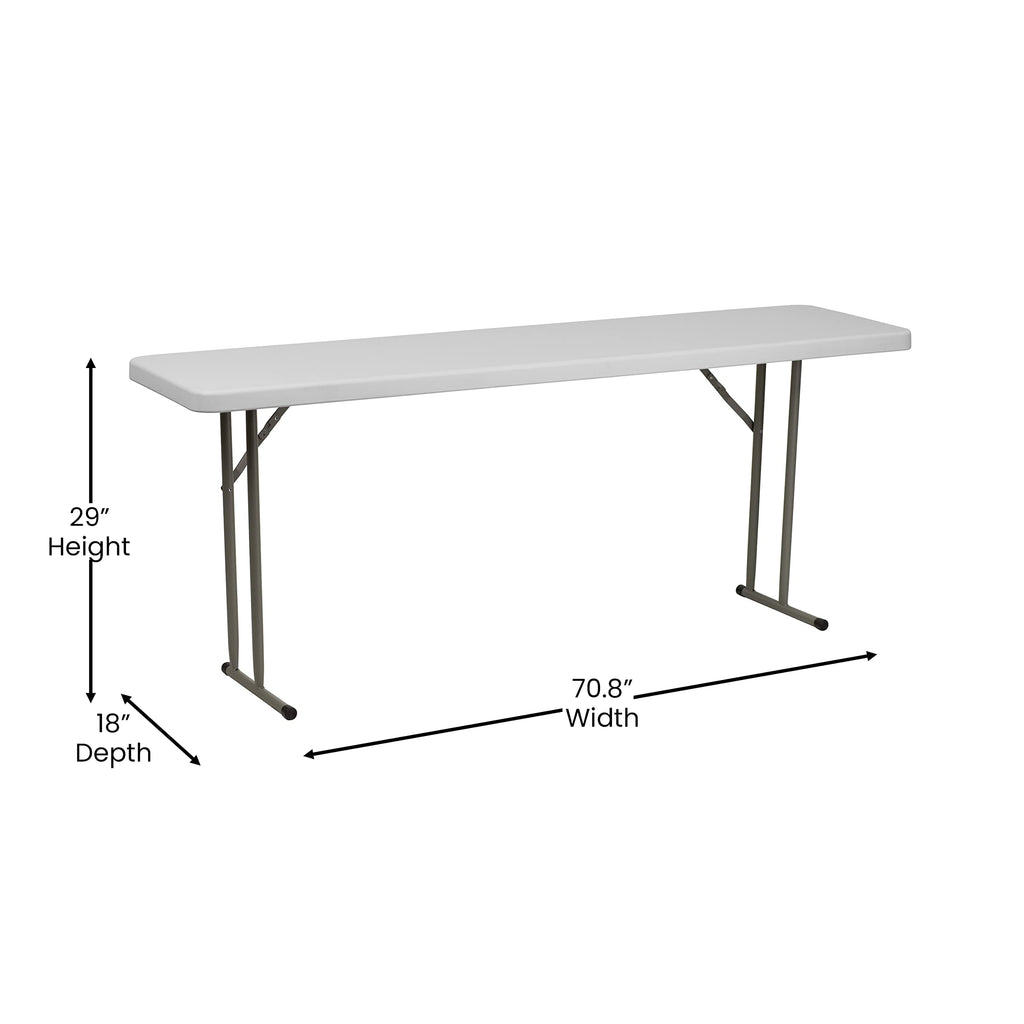 6-Foot Rectangle Granite White Plastic Folding Training Table L445944