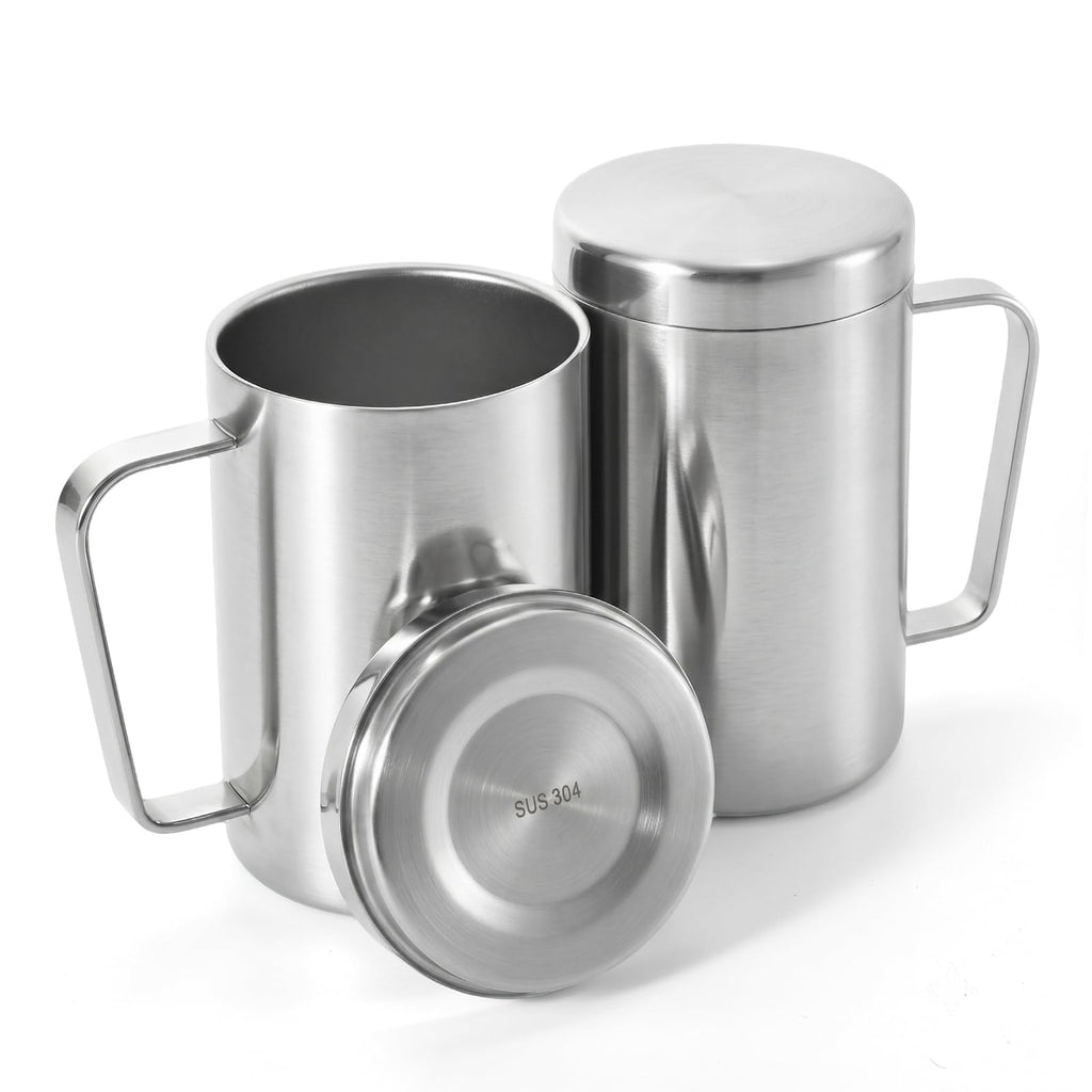 17oz Double Wall Stainless Steel Insulated Camping Mug with Lid X62296