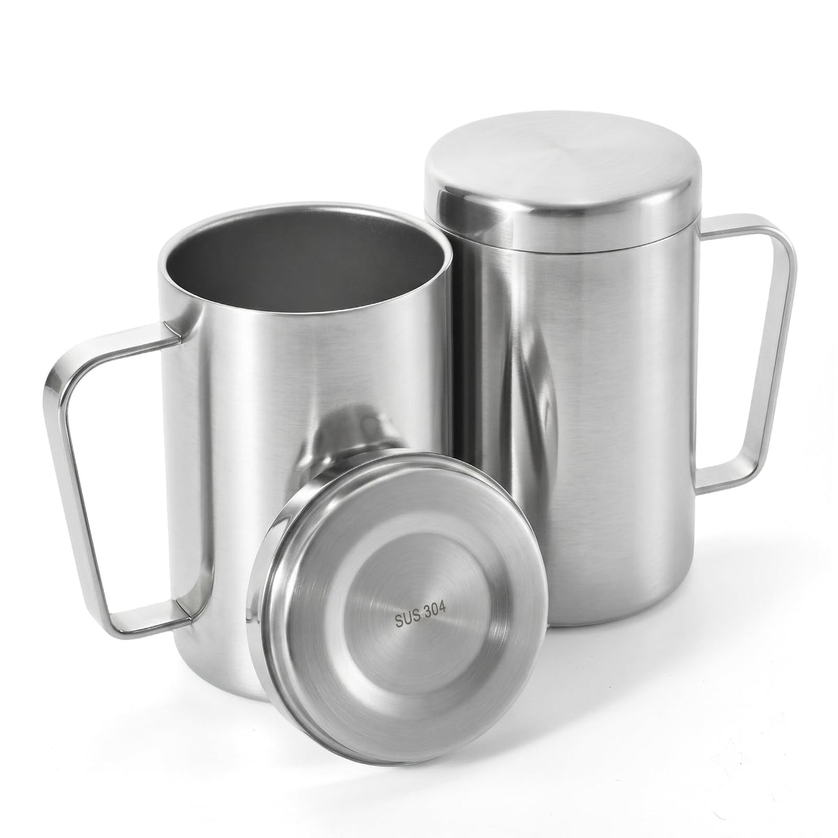 17oz Double Wall Stainless Steel Insulated Camping Mug with Lid X62296