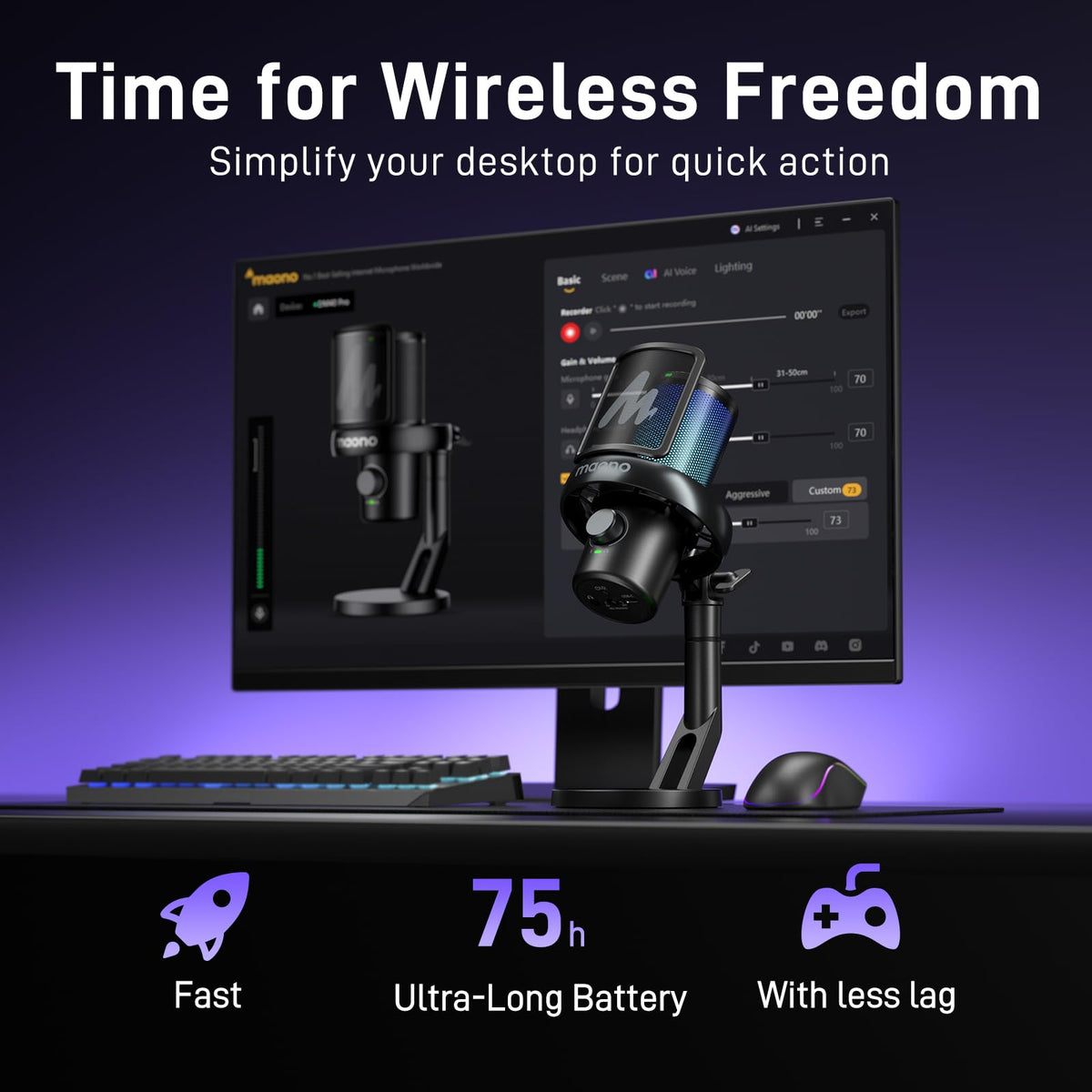 Wireless Gaming Microphone with Boom Arm X149