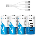 Rechargeable Lithium D Batteries 8 Pack 1.5V I353