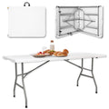 6ft Heavy Duty White Folding Table with Carrying Handle Z486