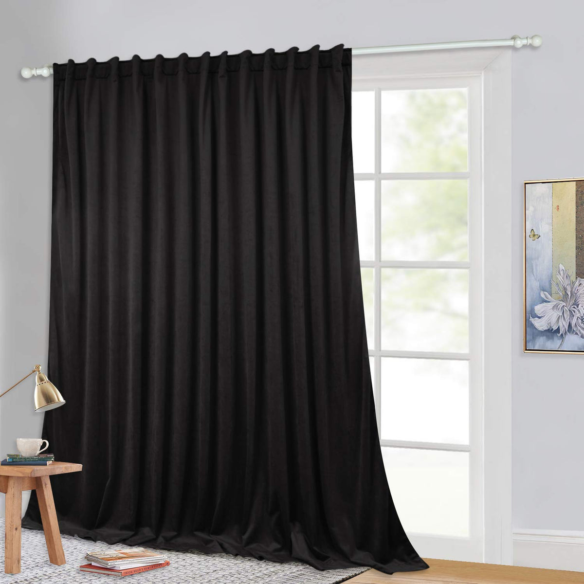 Black Velvet Curtains 1 Panel Y220280