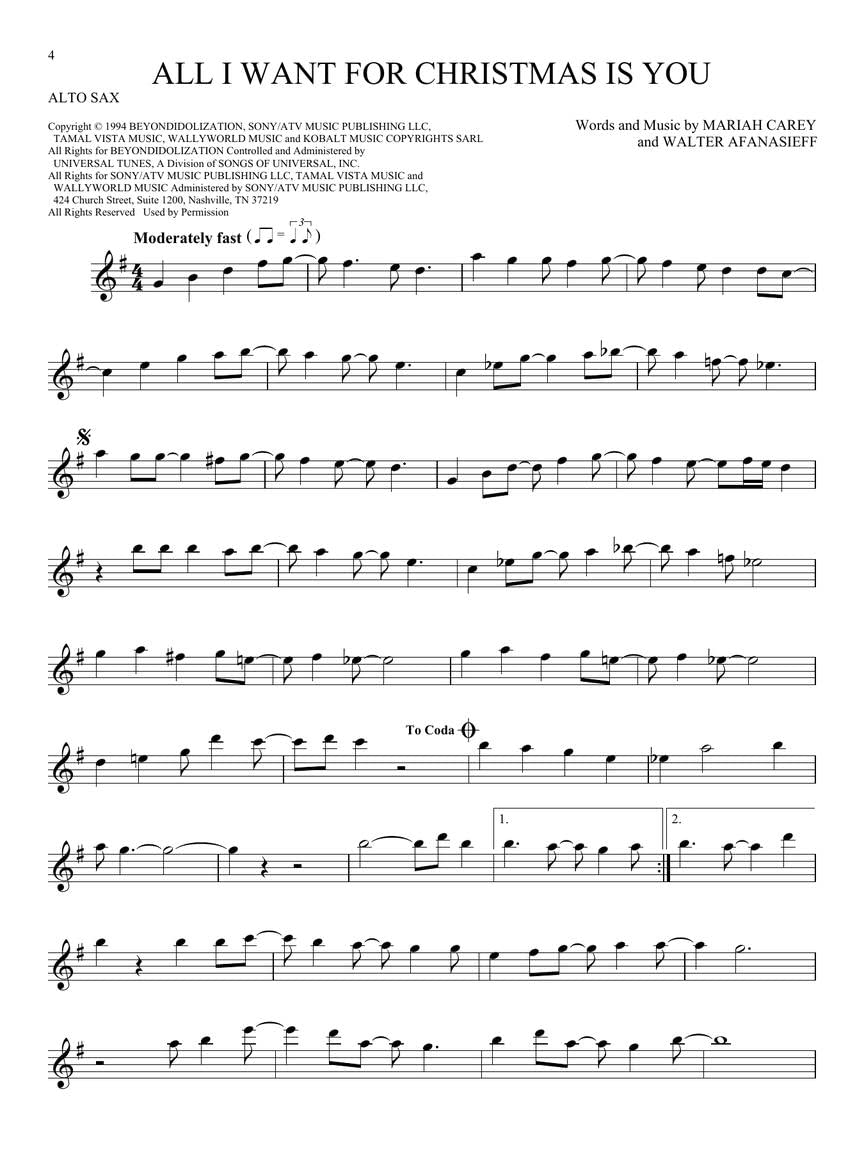 Christmas Songs for Alto Sax Sheet Music Collection W797229