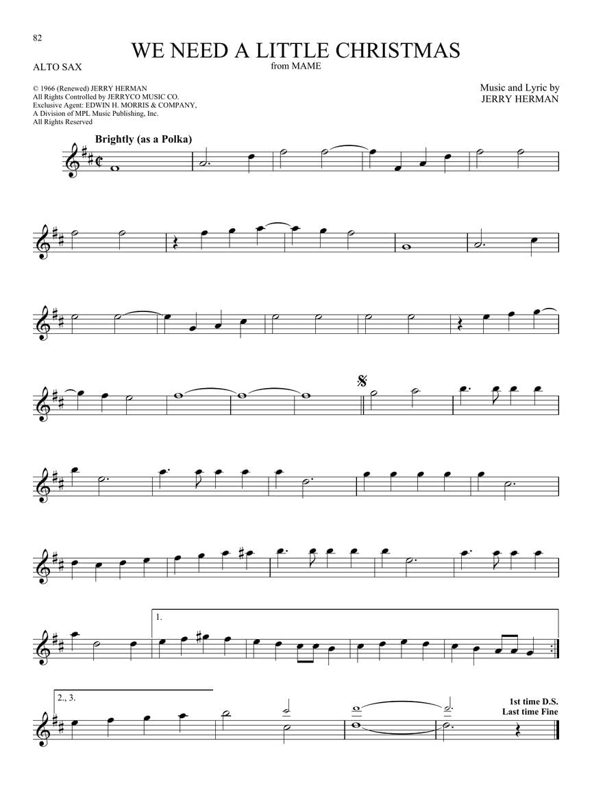 Christmas Songs for Alto Sax Sheet Music Collection W797229