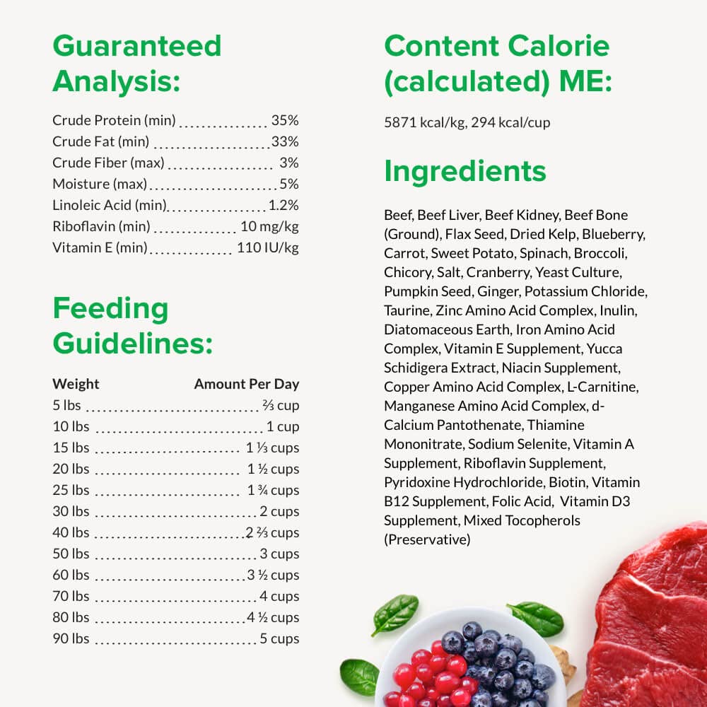 Freeze Dried Raw Dog Food with Antioxidants Prebiotics and Amino Acids, 1 Pound Beef A7377