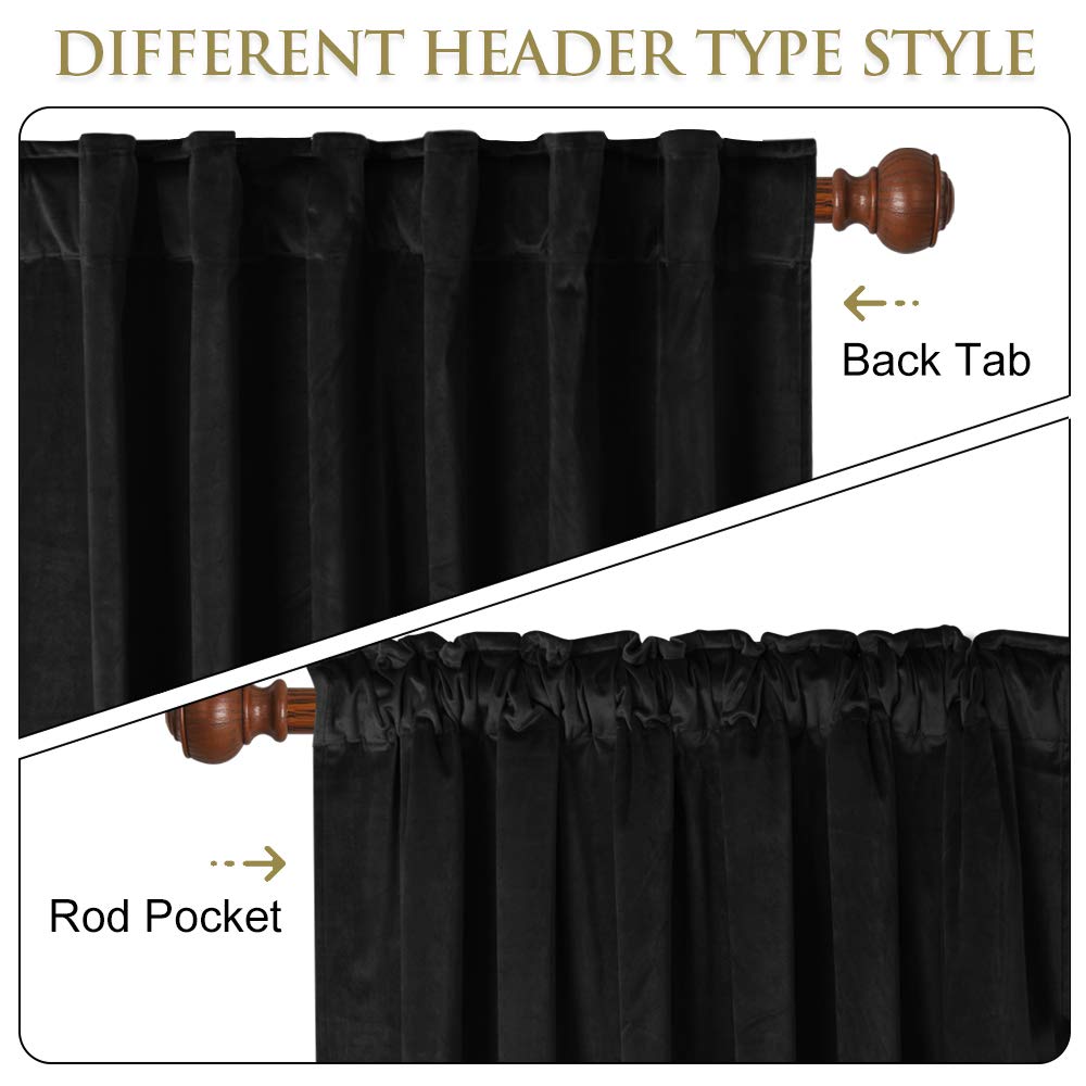 Black Velvet Curtains 1 Panel Y220280