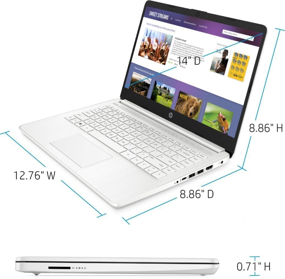 14" HD Laptop Intel Celeron N4500 4GB RAM 64GB eMMC Snowflake White R2107