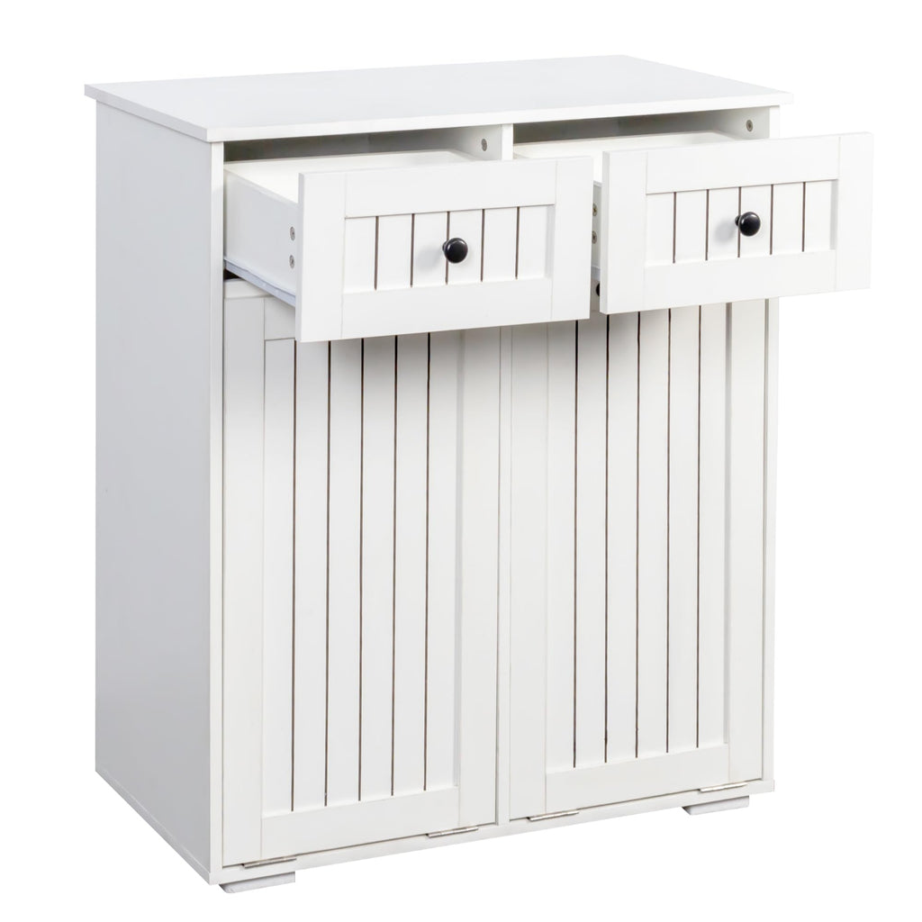 White Tilt Out Trash Cabinet with 2 Drawers X9034