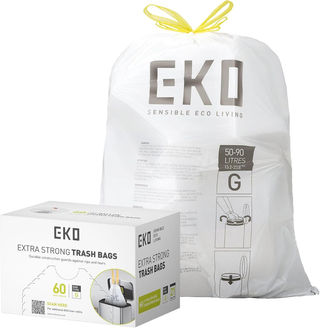 21 Gallon 60 Count Drawstring Unscented Trash Bags Q434