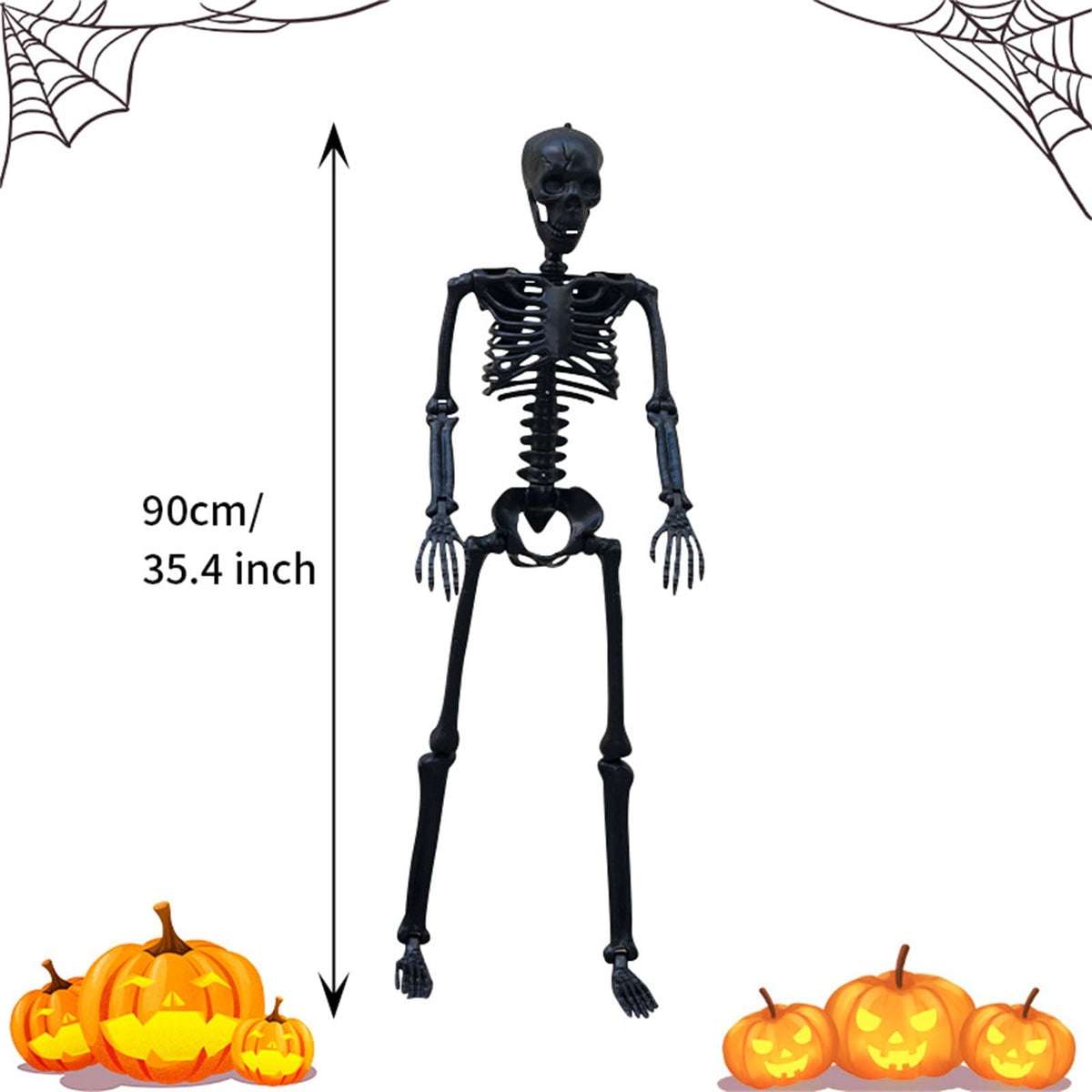 Halloween Human Skeleton Decorations, 35.4" Posable Full Body Skeleton Z90741