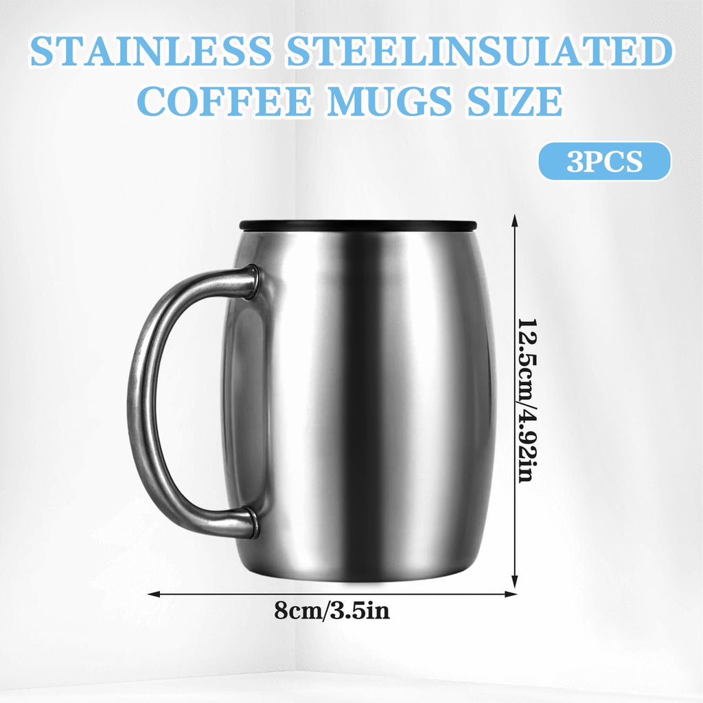 3 Pack 14 oz Insulated Stainless Steel Coffee Mug with Lid and Handle Y299021
