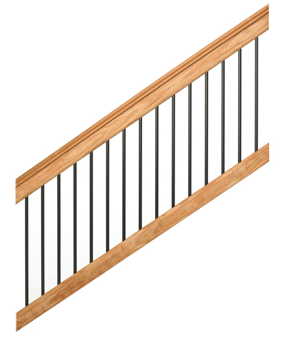 6 ft. Southern Yellow Pine Stair Rail Kit with Black Balusters O1037