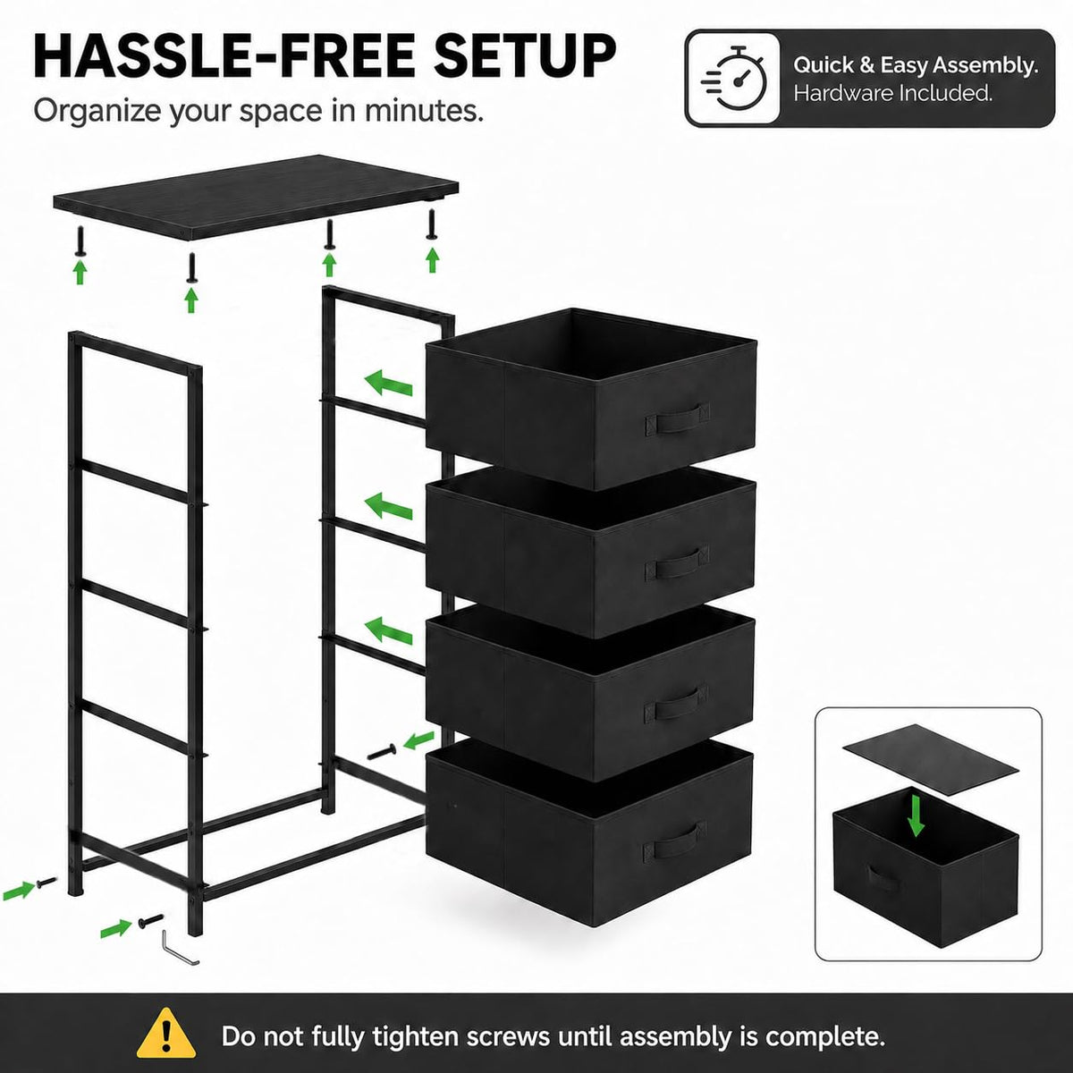 4 Drawer Fabric Storage Tower with Steel Frame J930
