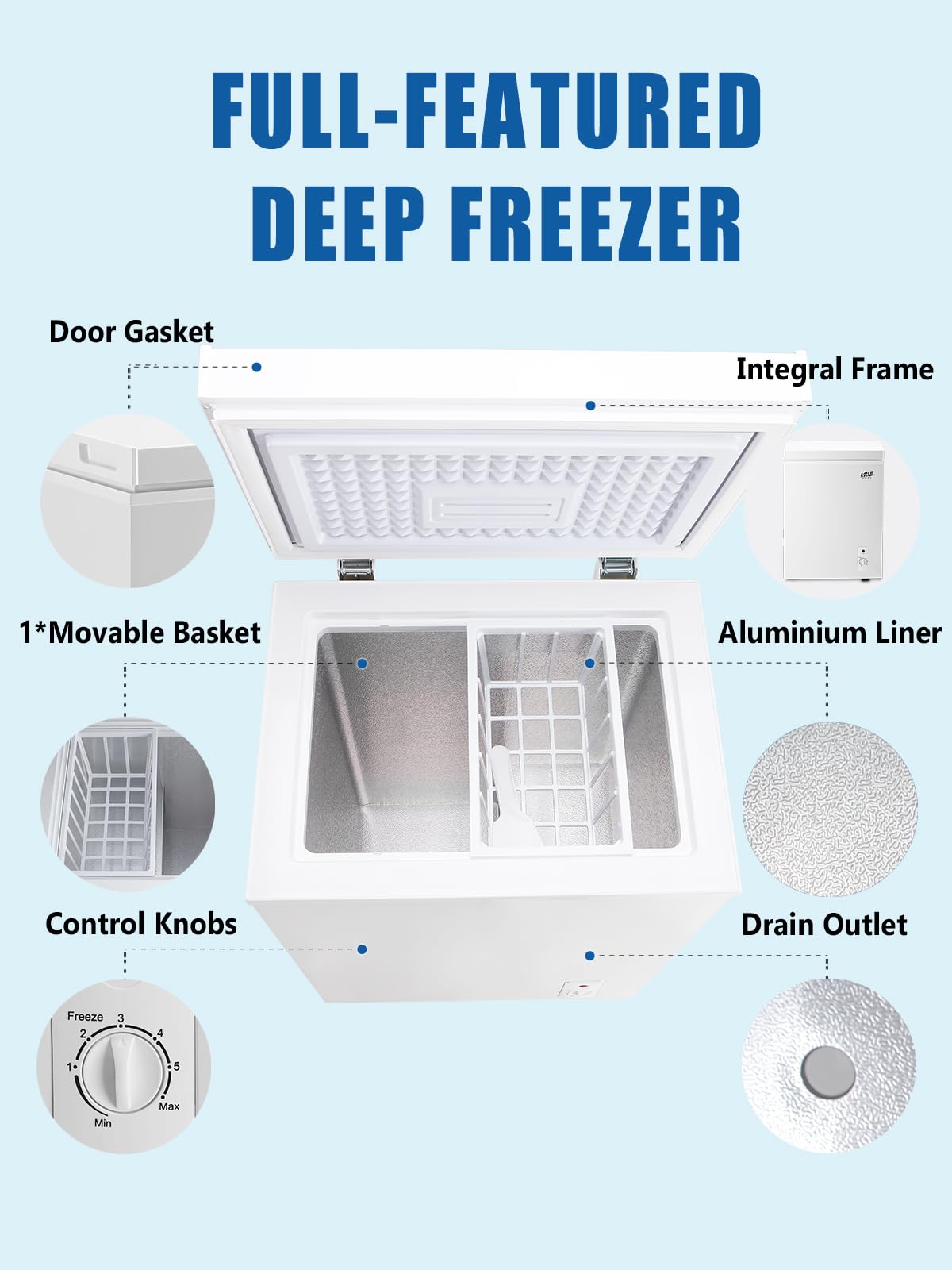 3.5 Cu.Ft Chest Freezer with Removable Basket, White S833836