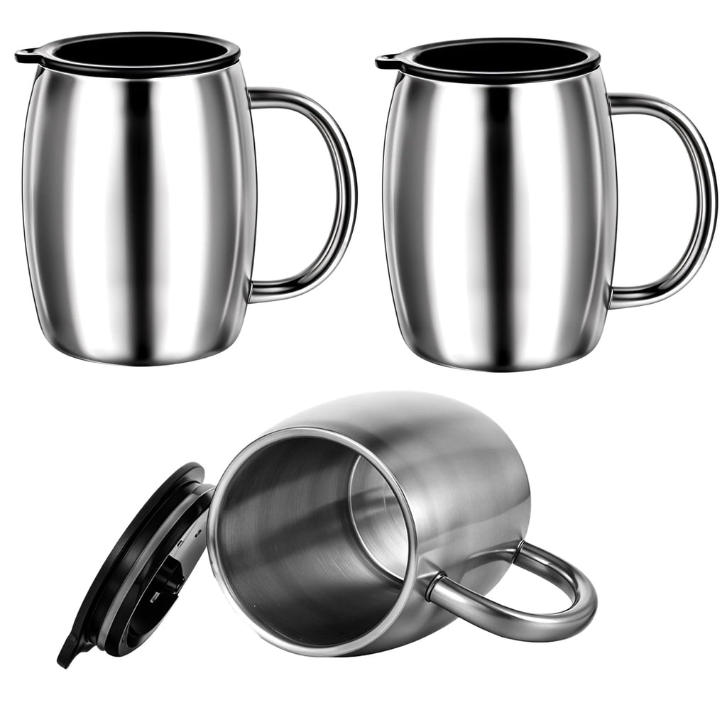 3 Pack 14 oz Insulated Stainless Steel Coffee Mug with Lid and Handle Y299021