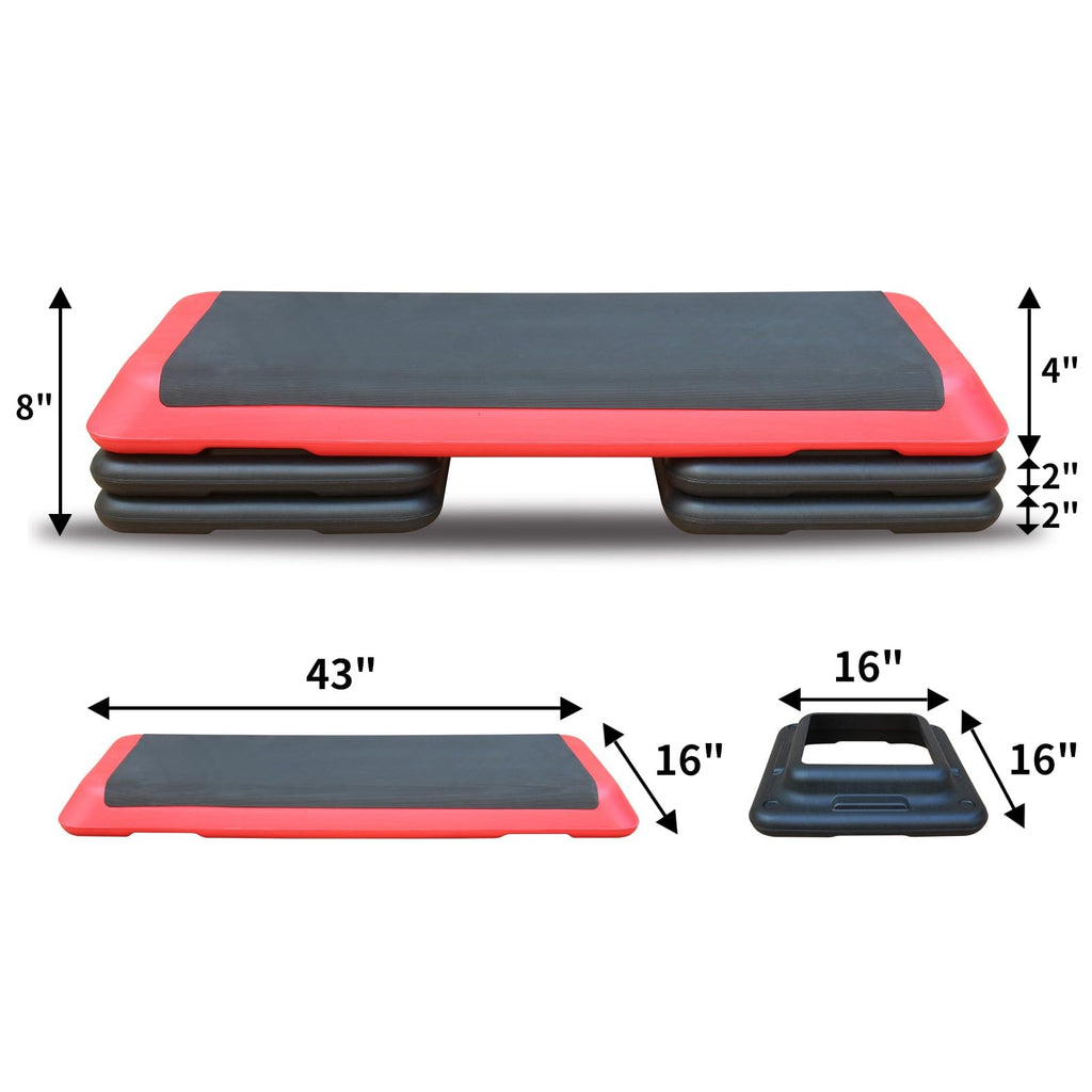 Adjustable Aerobic Workout Step Platform with 4 Stackable Risers O3414