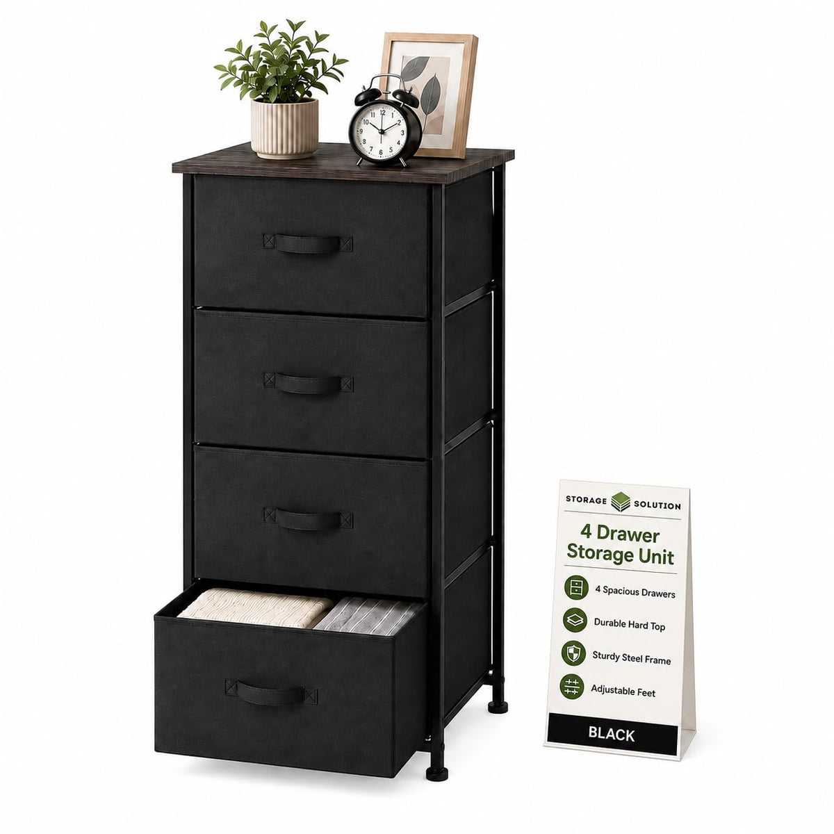 4 Drawer Fabric Storage Tower with Steel Frame J930
