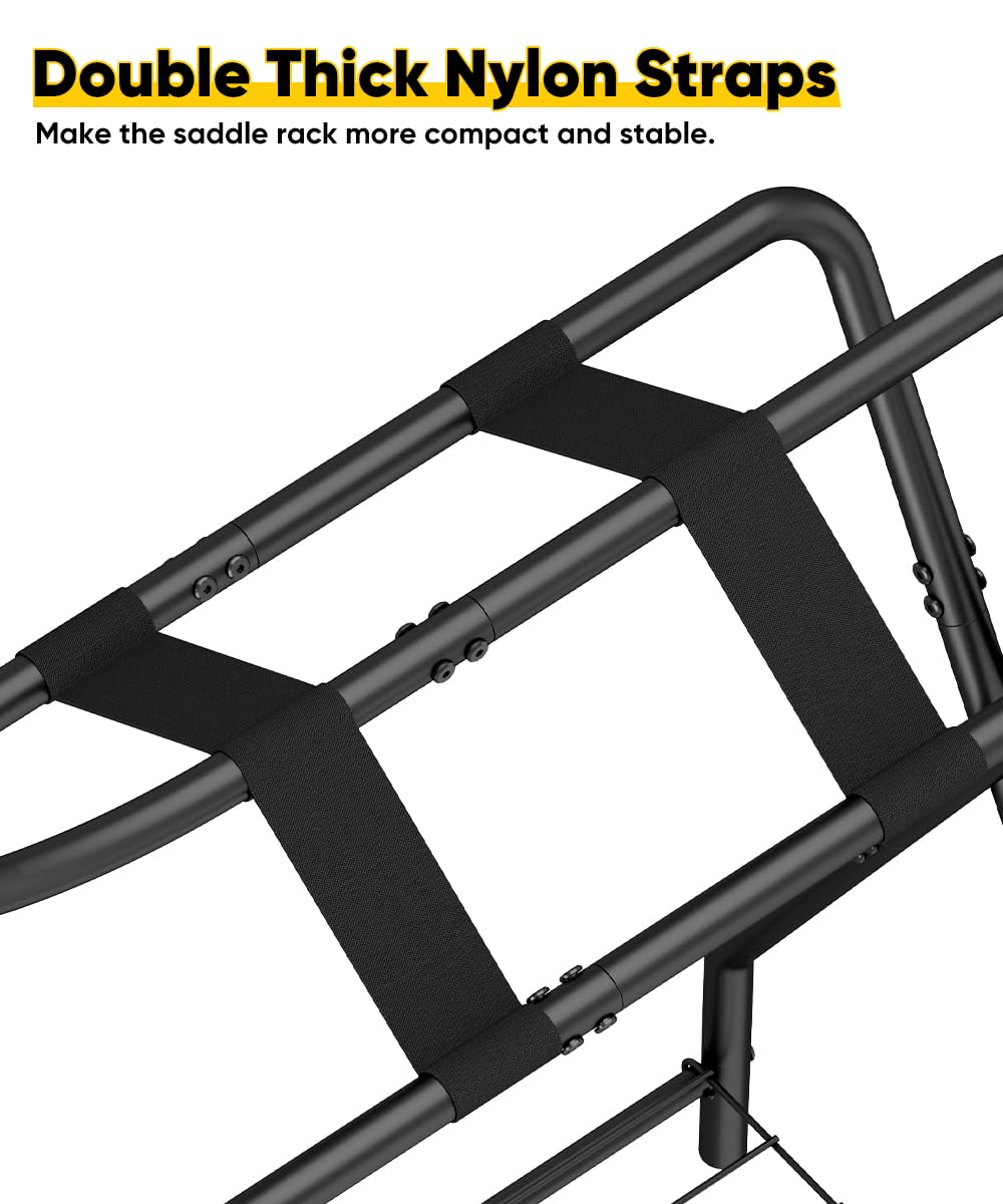 Foldable Black Horse Saddle Rack with Storage C112