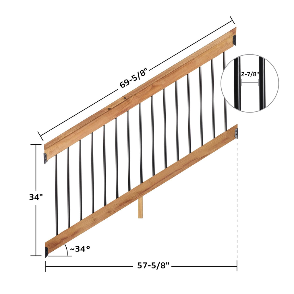 6 ft. Southern Yellow Pine Stair Rail Kit with Black Balusters O1037