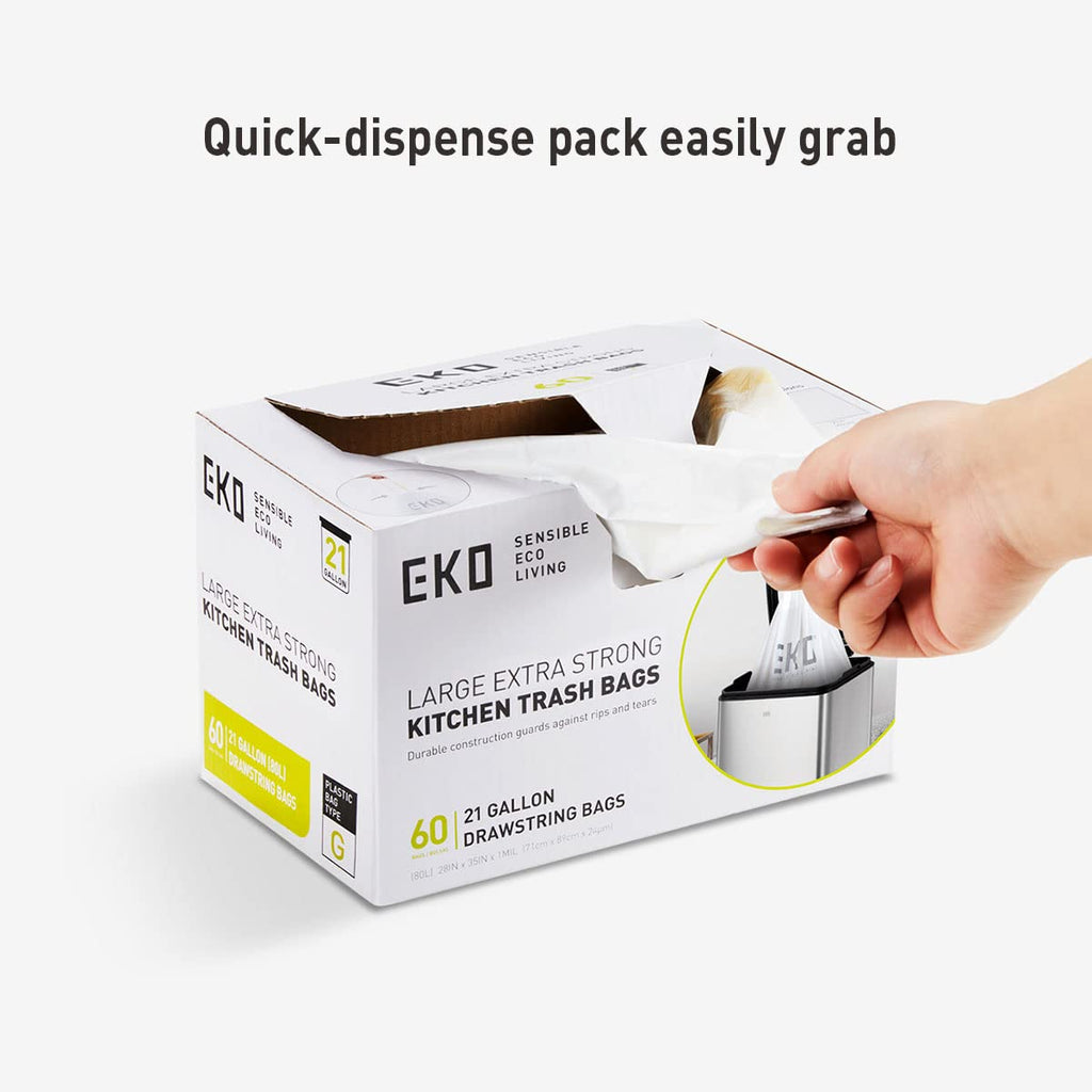 21 Gallon 60 Count Drawstring Unscented Trash Bags Q434