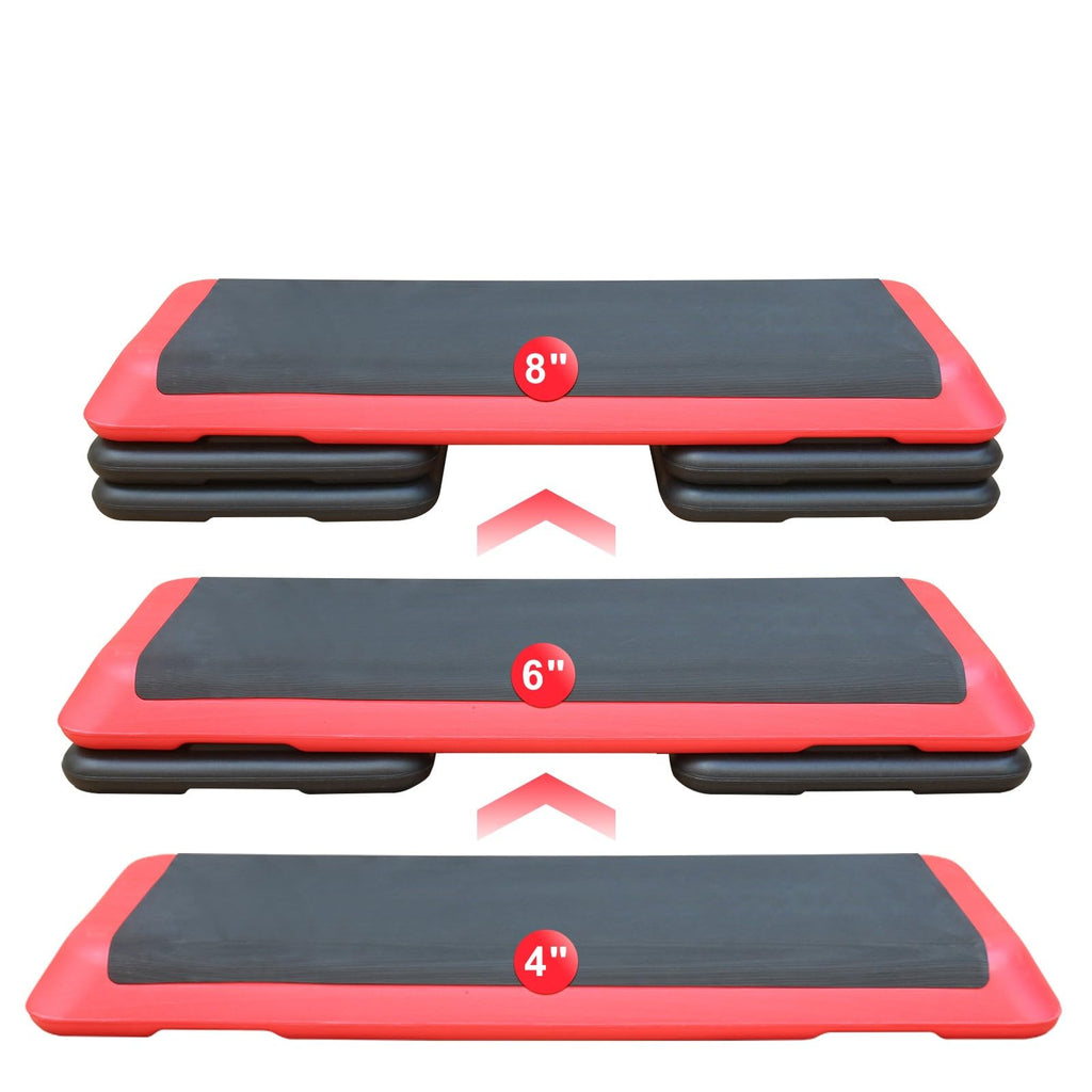 Adjustable Aerobic Workout Step Platform with 4 Stackable Risers O3414