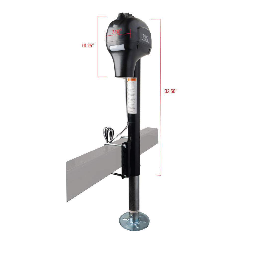 Electric A-Frame Tongue Jack with Side-Mount LED Work Light, 3,650 lbs. Capacity, Black S477