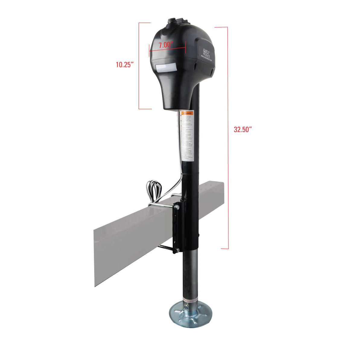 Electric A-Frame Tongue Jack with Side-Mount LED Work Light, 3,650 lbs. Capacity, Black S477
