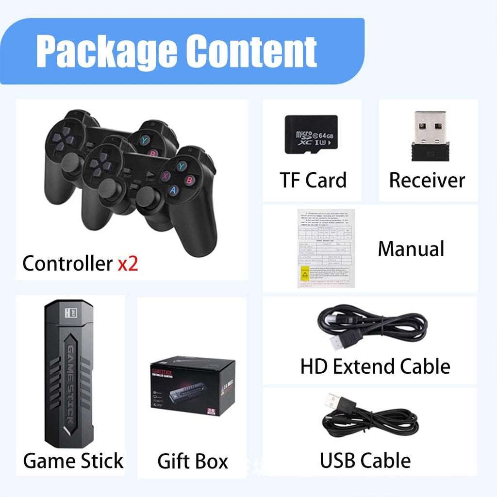 4K Retro Game Console with 2 Wireless Controllers 64GB Q4076